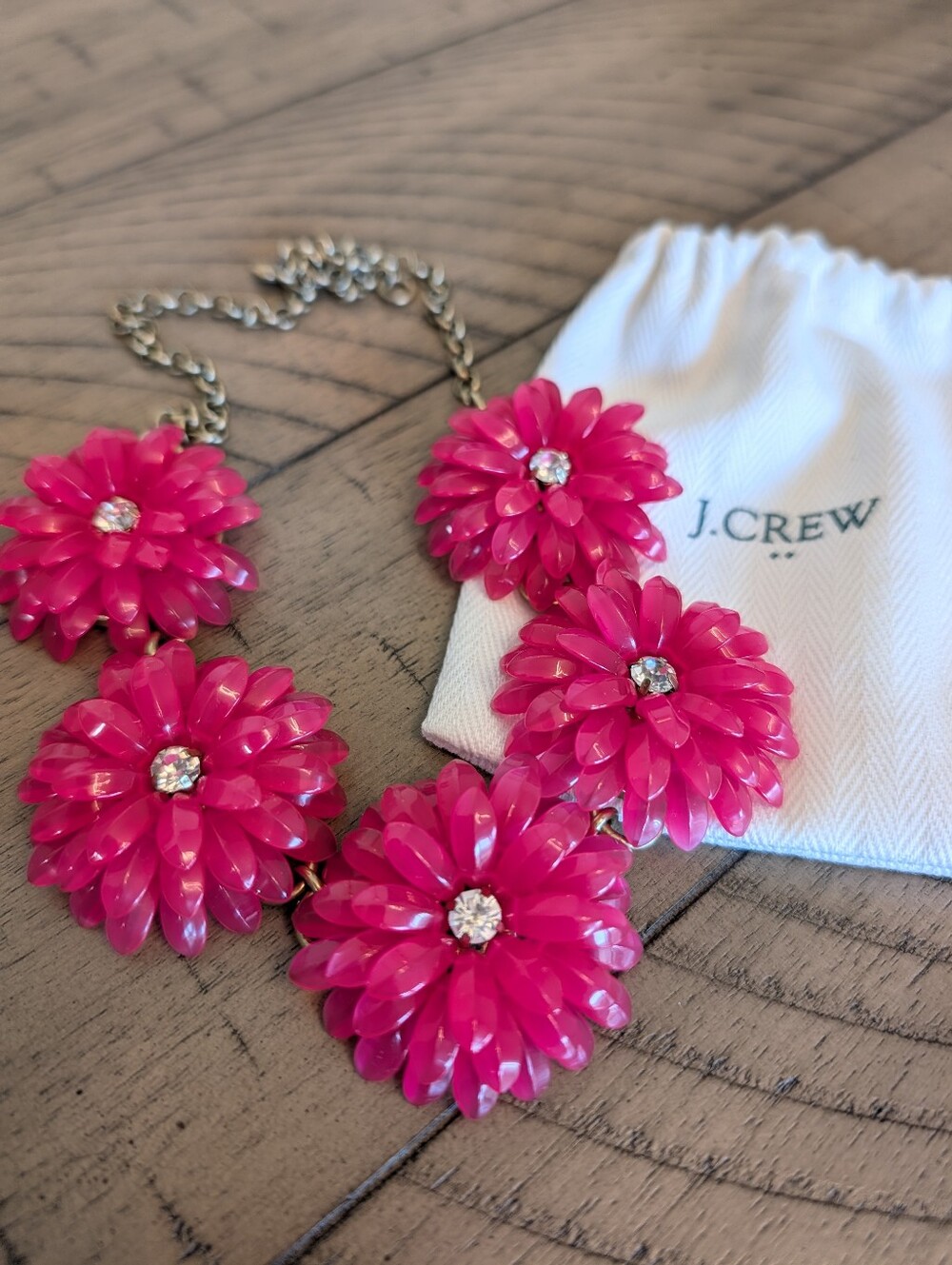 J. Crew Hot Pink Floral Cluster Necklace